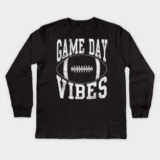 Game Day Vibes Football Retro Fade Kids Long Sleeve T-Shirt